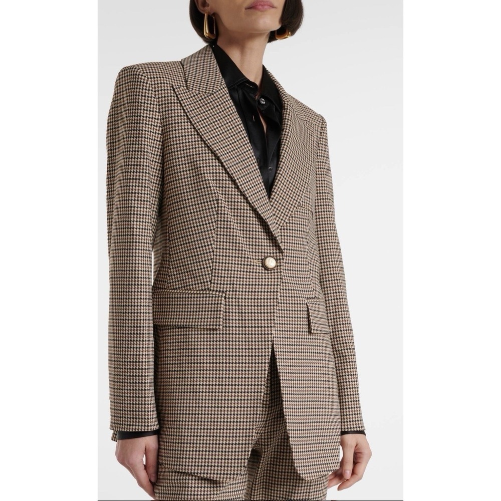 Veronica Beard Livvy Dickey Houndstooth Twill Blazer Sand NWT Sz 0 Career Luxury - Picture 3 of 15